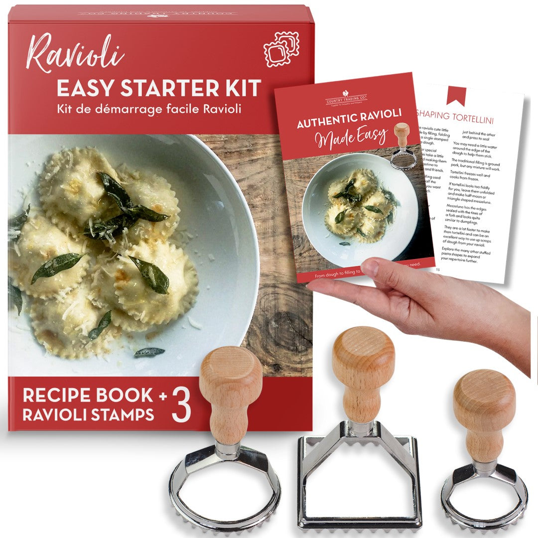 Ravioli Maker Set  3 Stamps + Complete Ravioli Making Recipe Book –  Country Trading Co US